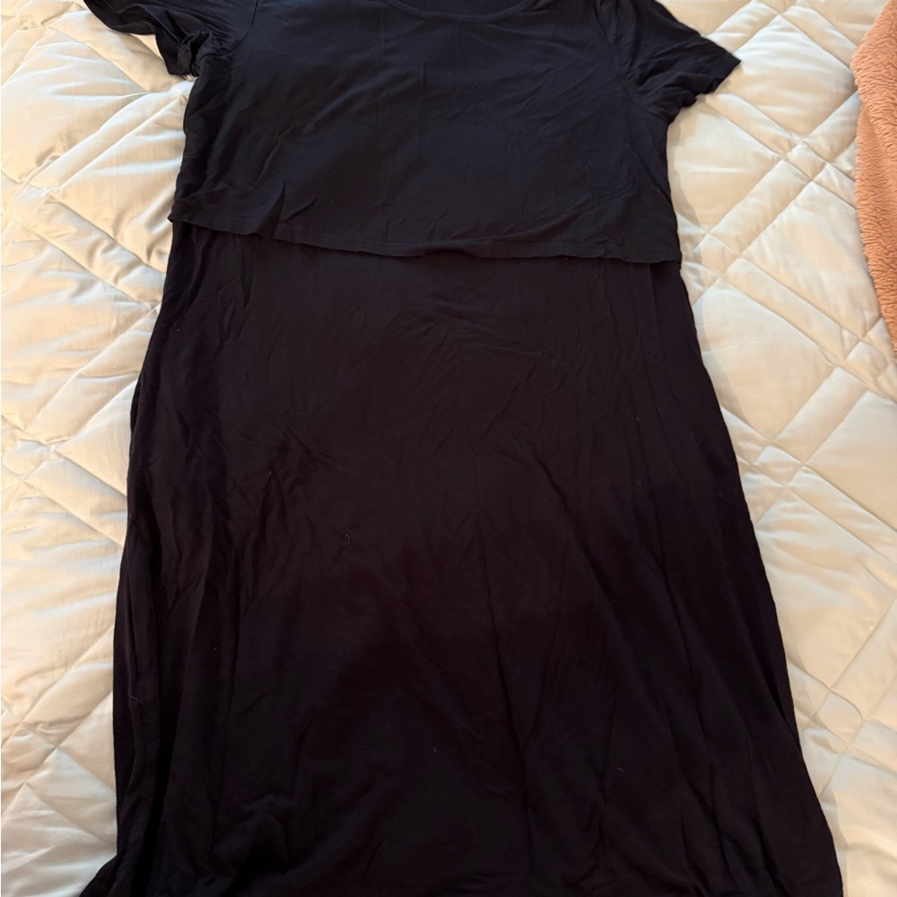 Kindred Bravely Eleanora Bamboo Maternity Nursing Dress - black